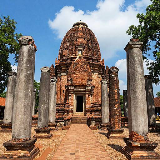 Vibrant Ancient Brick Temple Scene