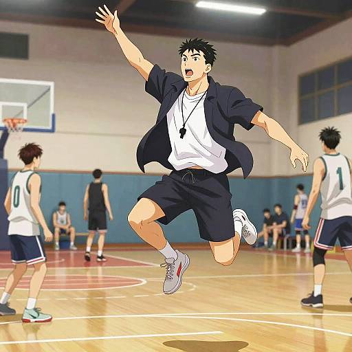 Dynamic Basketball Coach Motivating Players