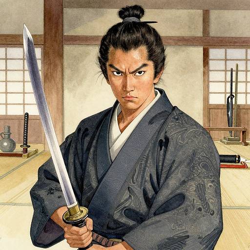 Dramatic Portrait of Miyamoto Musashi