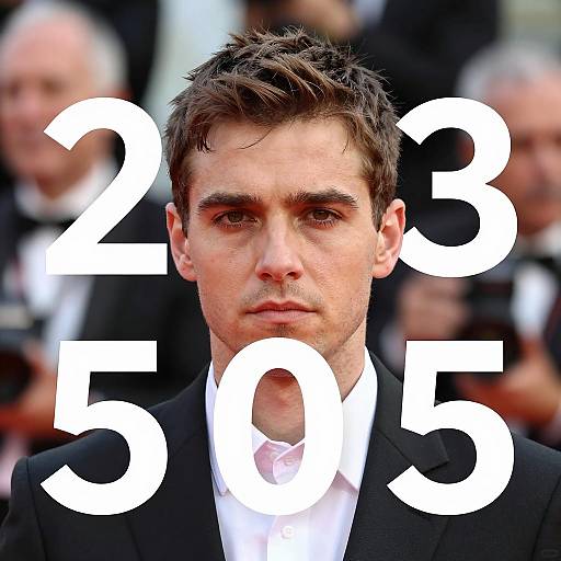 Serious Man in Suit with Numbers Overlay