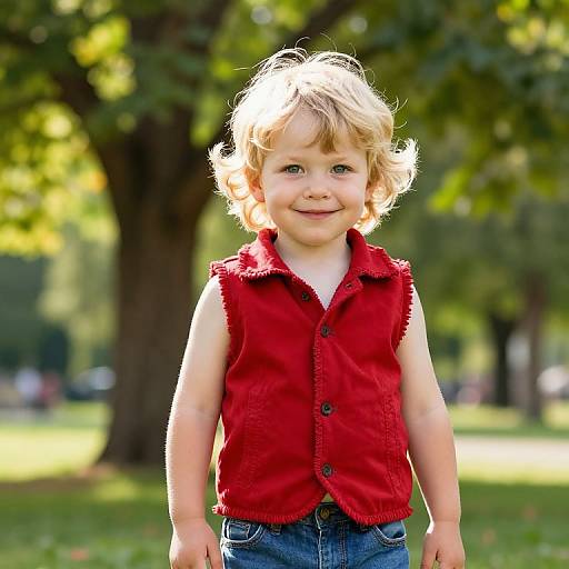 Joyful Blonde Boy in Sunny Park