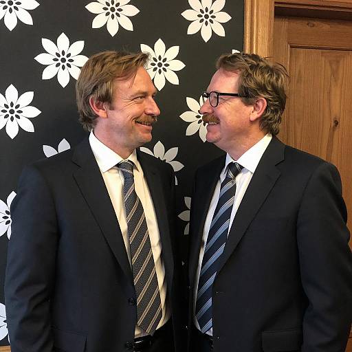 Dapper Duo Against a Floral Backdrop