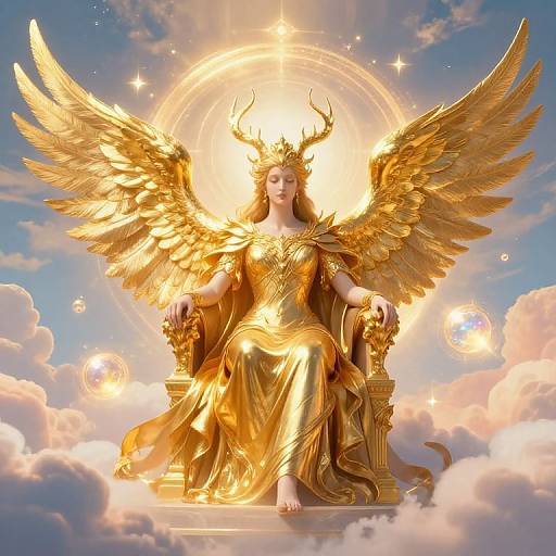 Radiant Cherubim in Celestial Throne