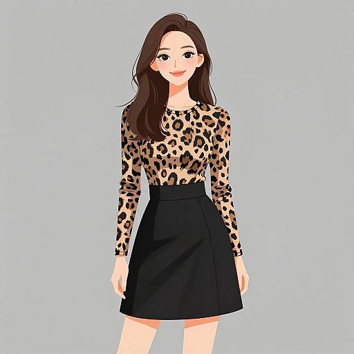 Chic Woman in Animal Print Outfit