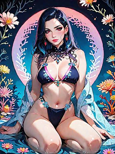 Dark Fantasy Woman in Crochet Bikini