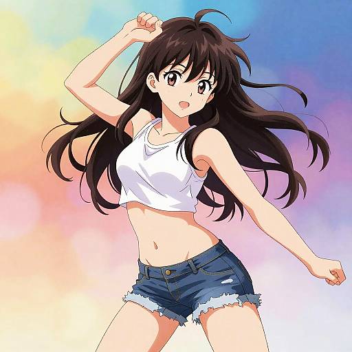 Dynamic Anime Girl Action Pose