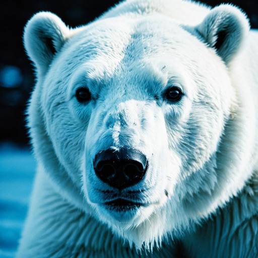 Close-up of Polar Bear with Blue Glow