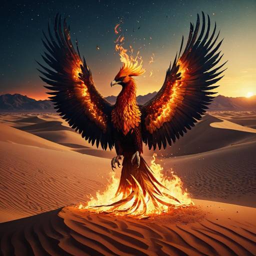 Noble Phoenix Rising in Desert Twilight