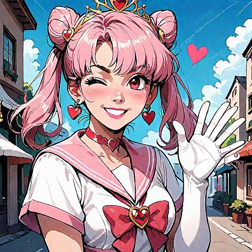 Chibiusa Magical Girl Winking Outdoors