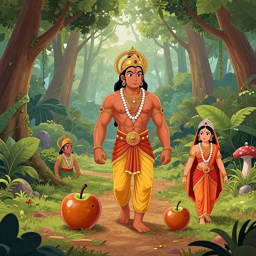 Ram and Sita's Jungle Journey with Hanuman