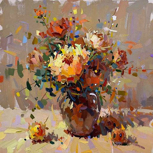 Impressionistic Floral Impasto Still Life