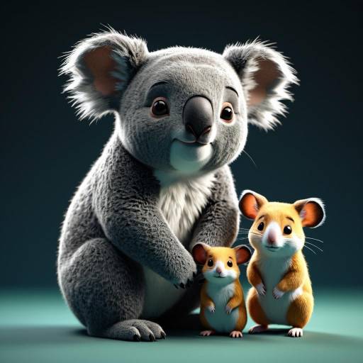 3D Cartoon Koala and Hamsters