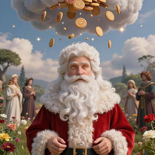 Heavenly Santa Portrait with Cookies