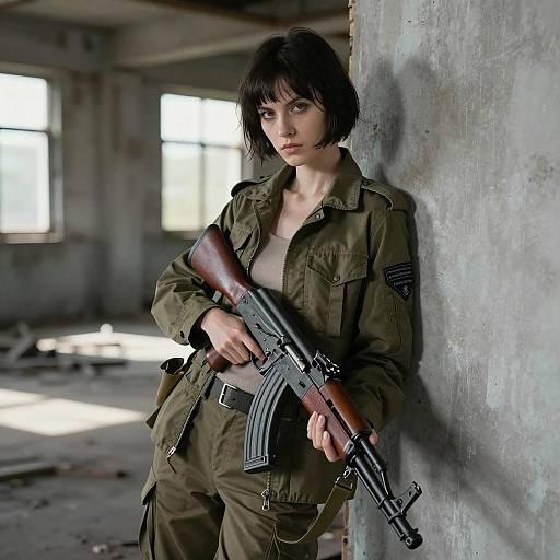 Stylized Military Portrait of a Woman