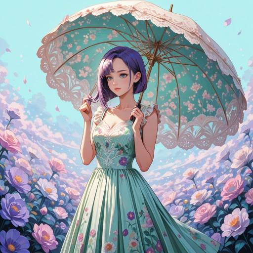 Elegant Young Woman in Floral Sundress