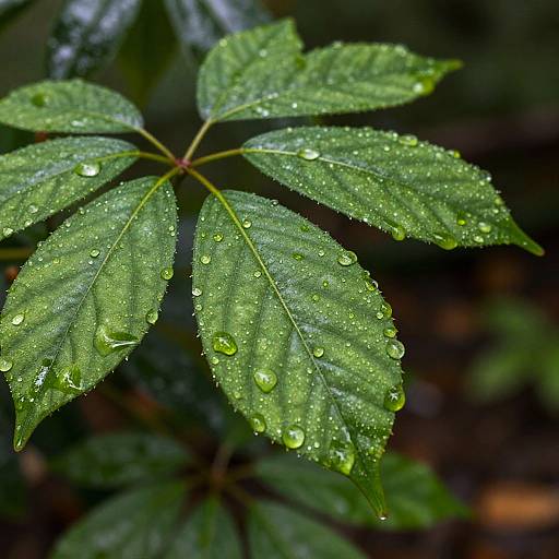 Macro Water Droplets on Tropical Leaves