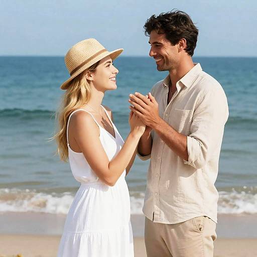 Joyful Beachfront Moment of a Couple
