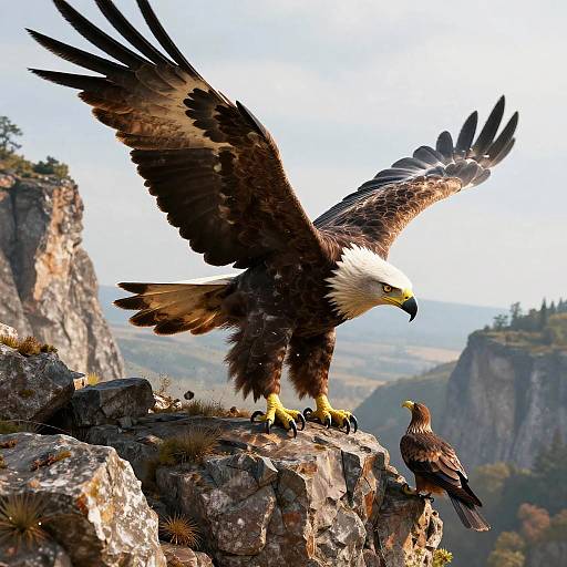 Giant Eagle About to Strike on Rocky Cliffside