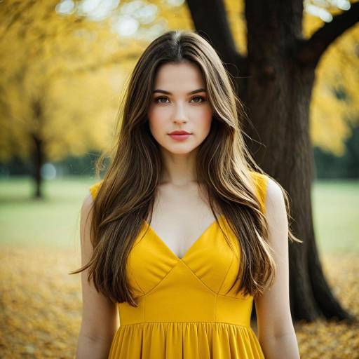 Stunning Girl in Golden Yellow Dress