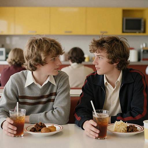 1970s Diner Conversation Between Teens