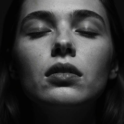 Dramatic Low-Angle Black-and-White Portrait