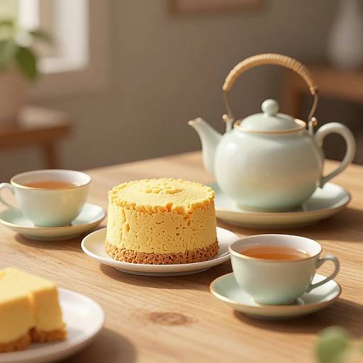 Tea Set with Cheesecake Dessert