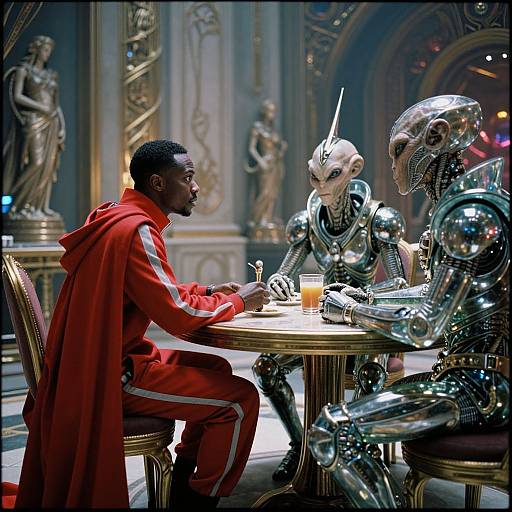 Futuristic Dialogue: Man and Aliens