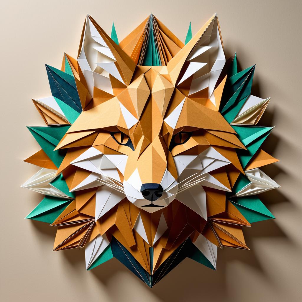 Majestic Origami Fox in Surreal Art