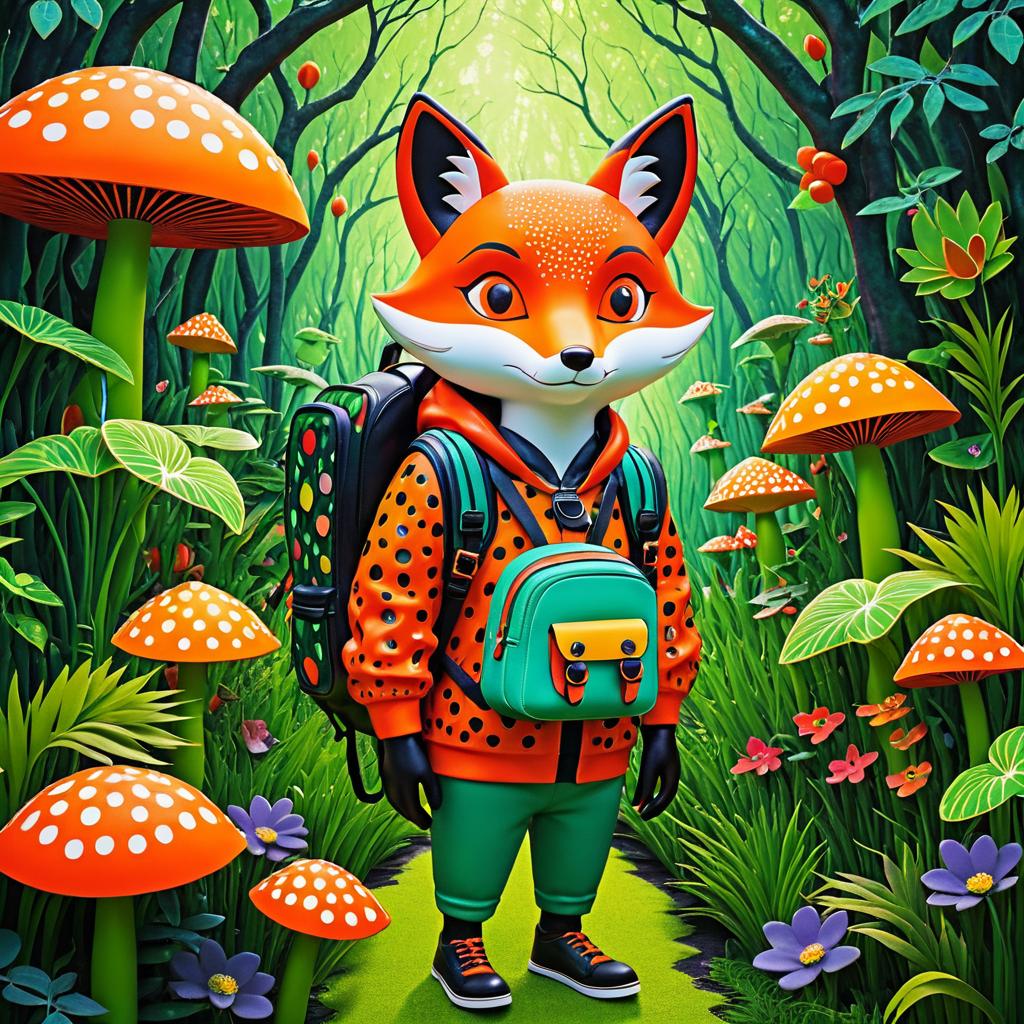 Urban Fox Adventurer in Colorful Garden