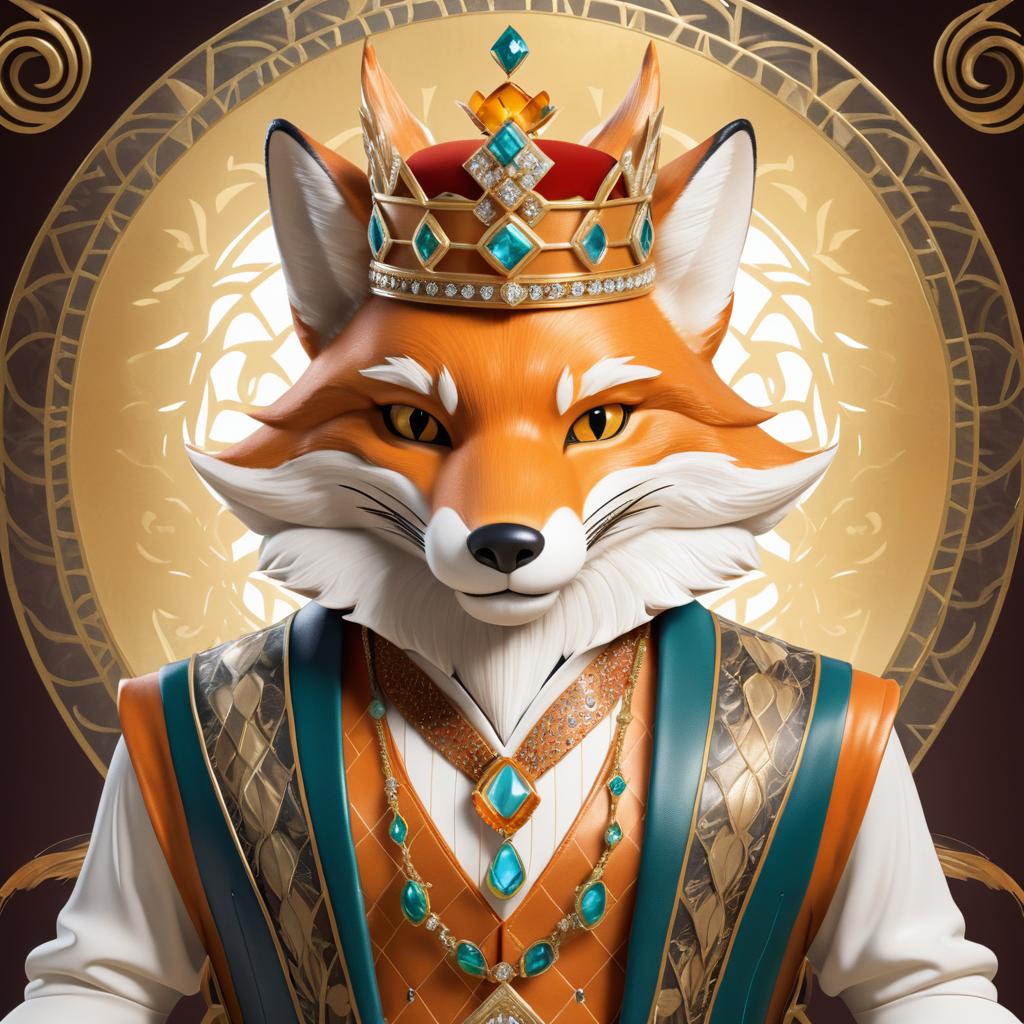 Regal Anthropomorphic Fox as a King