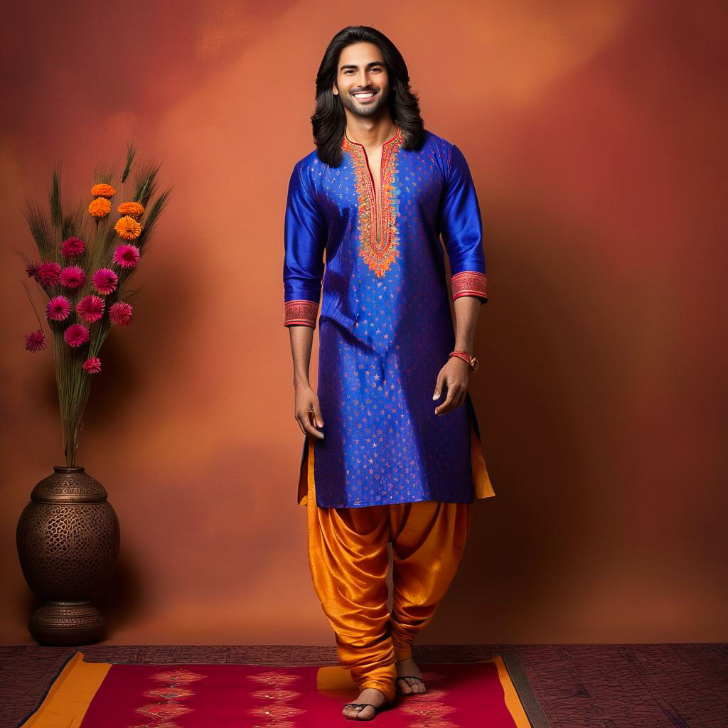 Cheerful Young Man in Diwali Attire