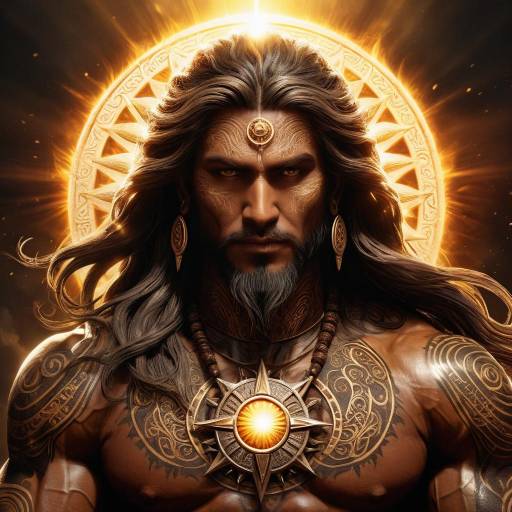 Mythic God Figure with Radiant Halo