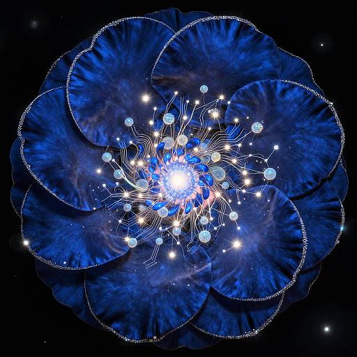Nebula-Inspired Blue Camellia Flower