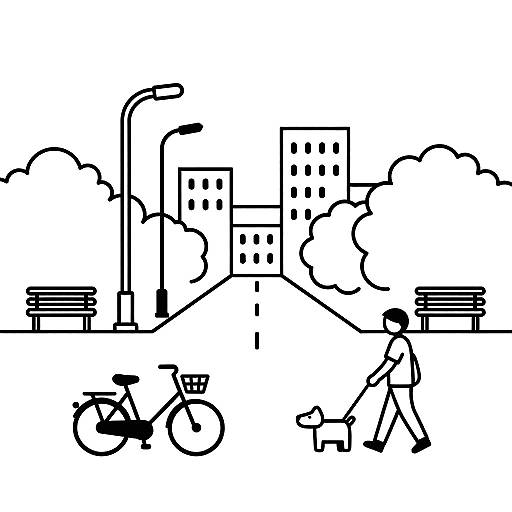 Minimalist City Street Line Art