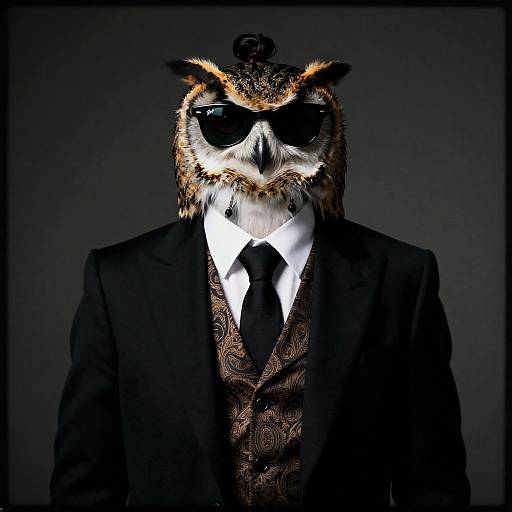 Stylish Owl Portrait in High Fashion