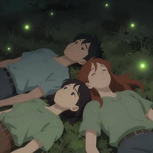 Anime Duo Under Starry Firefly Sky