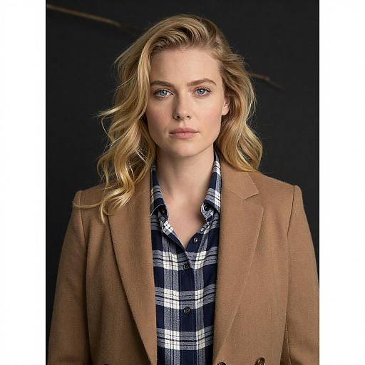 Wavy Blonde in Brown Blazer Portrait