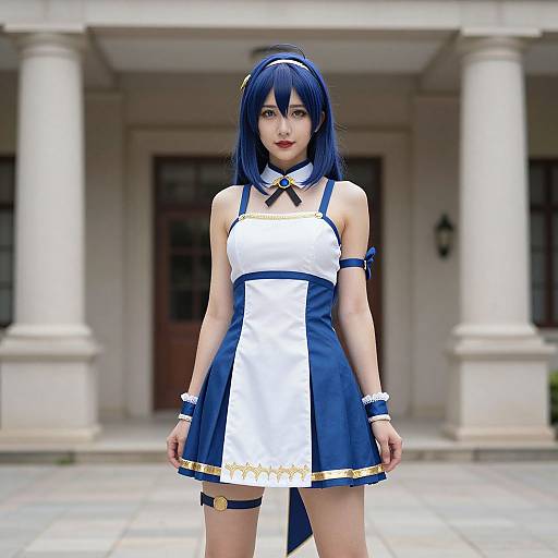 Woman in Costume by Building