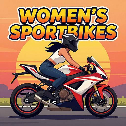 Retro Women's Sportbike Celebration Art