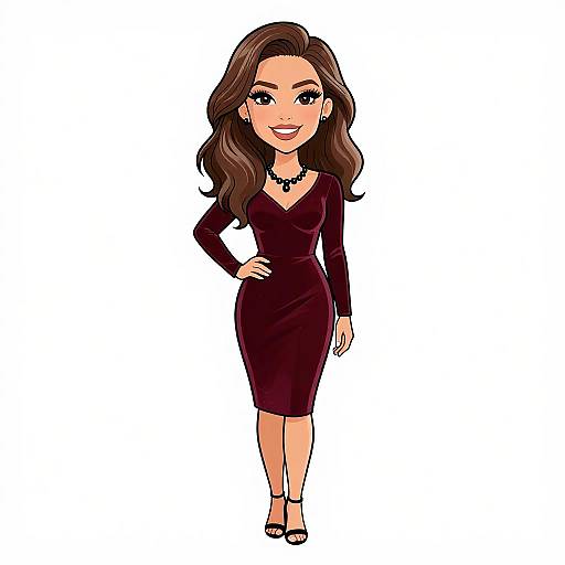 Elegant Woman in Burgundy Velvet Dress