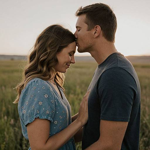 Intimate Sunset Engagement Kiss