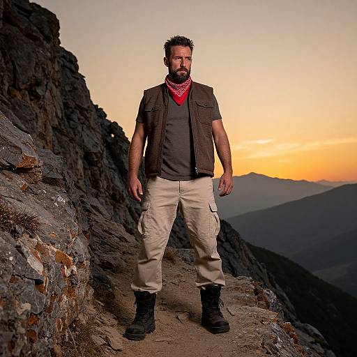 Rugged Man on Rocky Mountain Trail