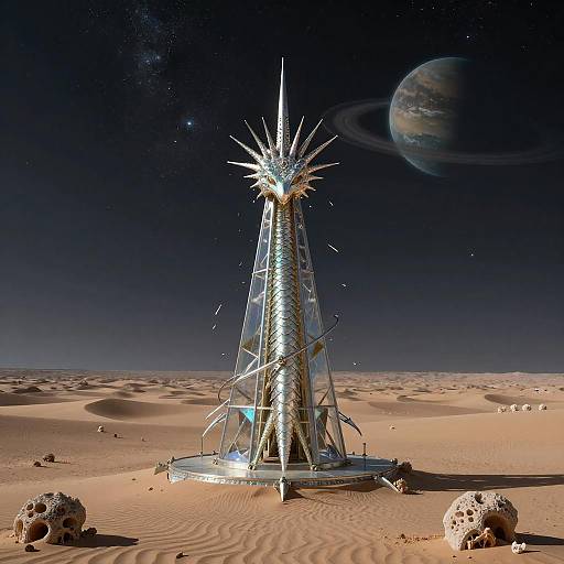 Starlit Sand-Wyrm Oracle in Desert