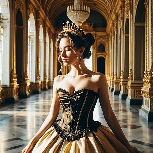 Victorian Style Fashion Model in Grand Palace Hall