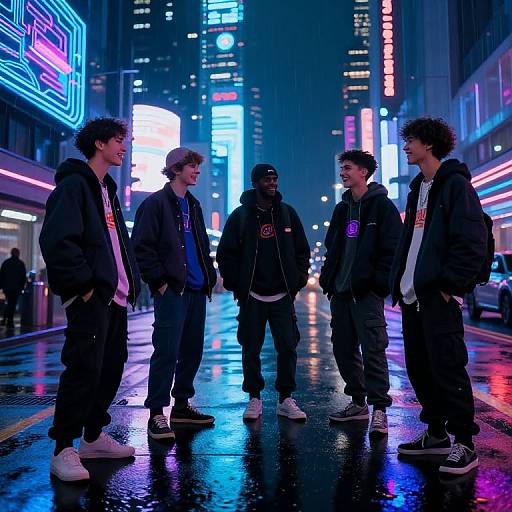 Teenboys in Neon Cyberpunk Streetwear