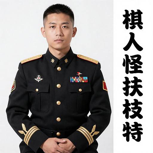 Asian Male Soldier in Formal Military Uniform
