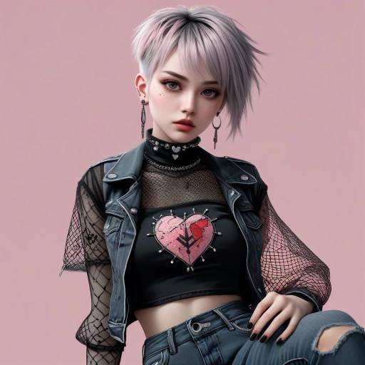 Gothic Punk Anime Woman Illustration