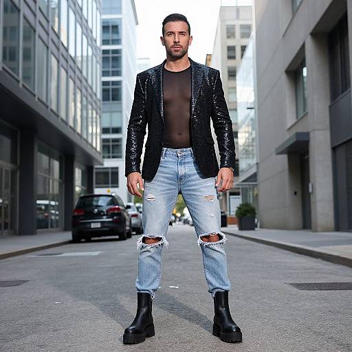 Confident Man in Urban Alleyway