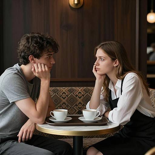 Café Scene of Intense Connection