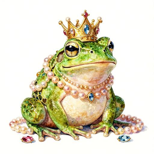 Whimsical Watercolor Frog with Jewels